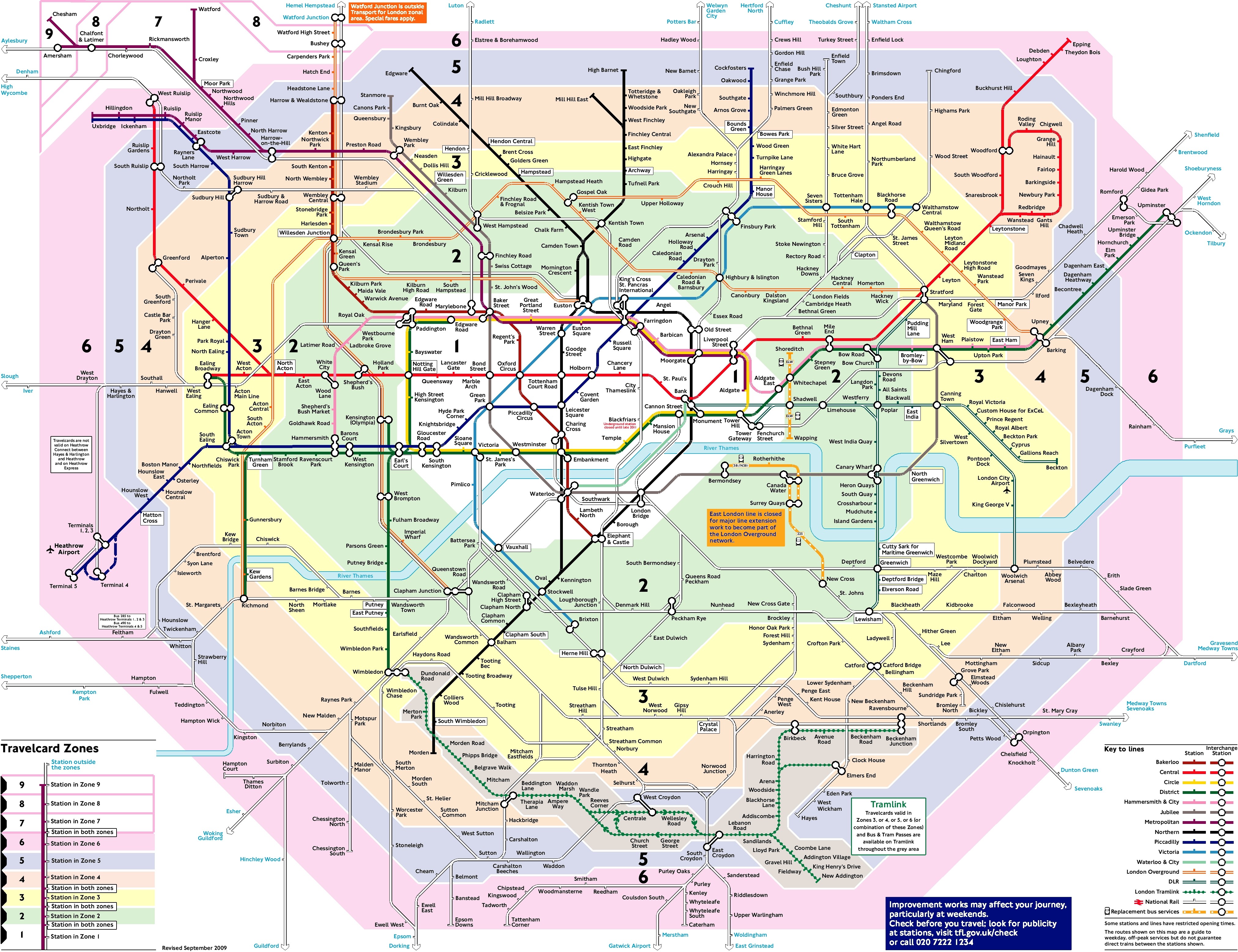 Tubetrains And Tube Travelcard Zones Map 001 